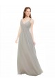 Argent Trapèze Bretelles spaghetti Col V Mousseline Longue Robes demoiselle d'honneur Grossiste