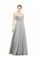 Argent Trapèze Mousseline Longue Robes demoiselle d'honneur Grossiste