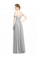Argent Trapèze Épaule Dénudée Bretelles spaghetti Mousseline Longue Robes demoiselle d'honneur Grossiste
