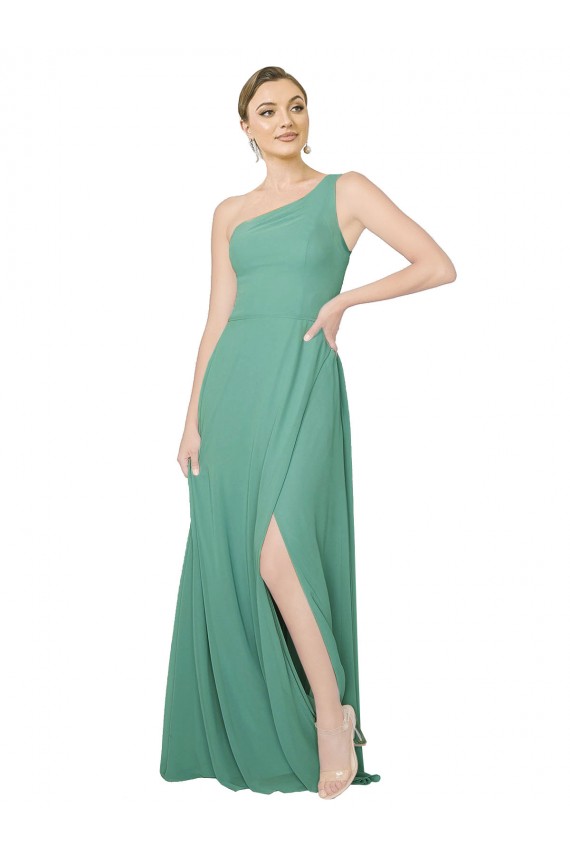 Argent islandais Trapèze Sans bretelle Mousseline Longue Robes demoiselle d'honneur Grossiste