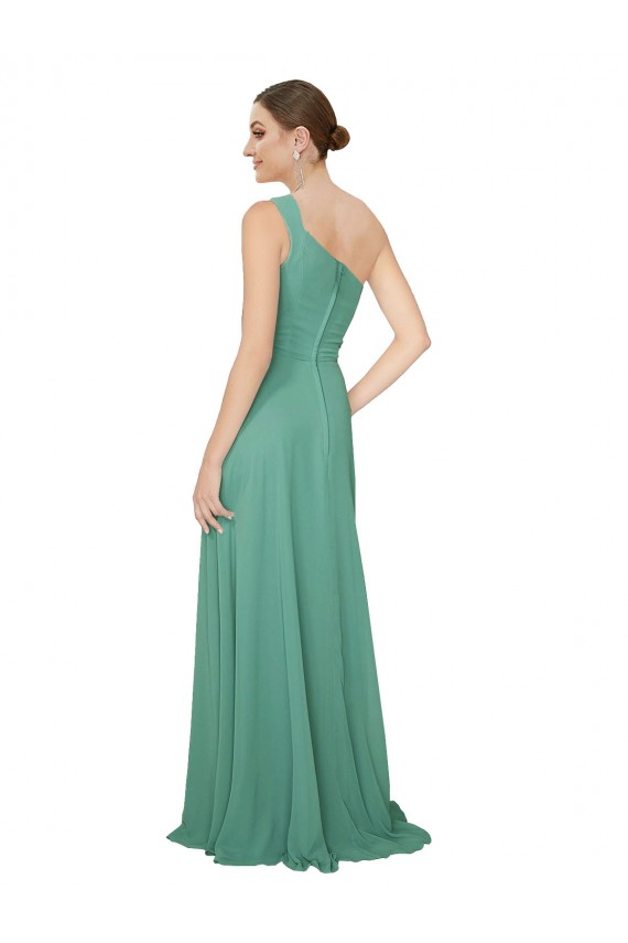 Argent islandais Trapèze Sans bretelle Mousseline Longue Robes demoiselle d'honneur Grossiste