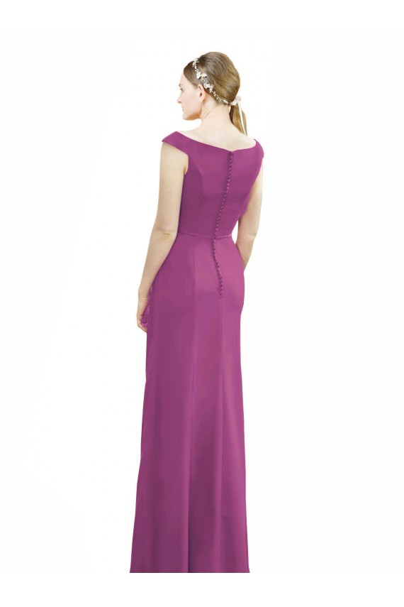 Baie sauvage Sirène Col Bateau Col Haut Mousseline Longue Robes demoiselle d'honneur Grossiste