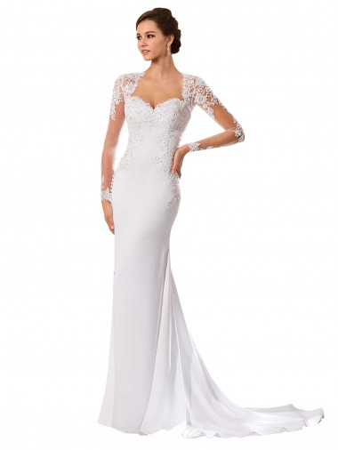 Blanc Fourreau Mousseline Dentelle Robes de mariée Grossiste