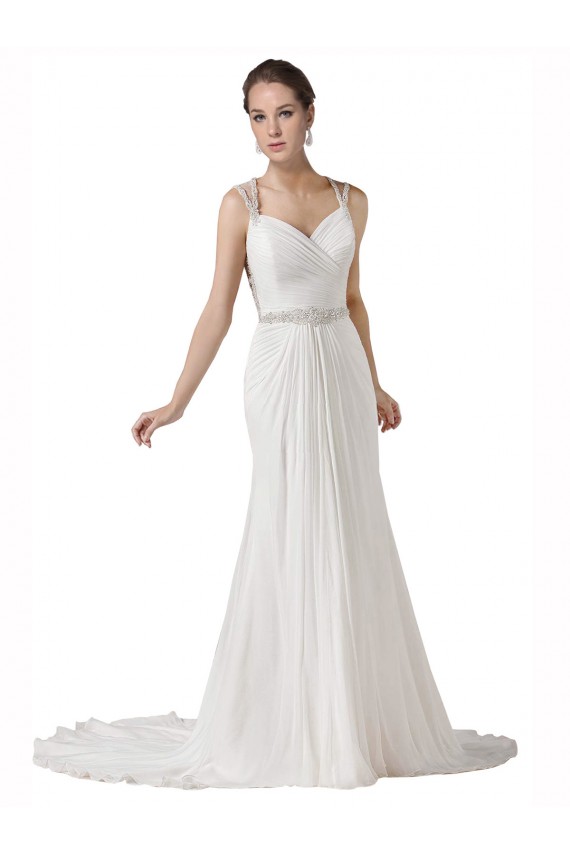 Blanc Fourreau Mousseline Plage Robes de mariée Grossiste