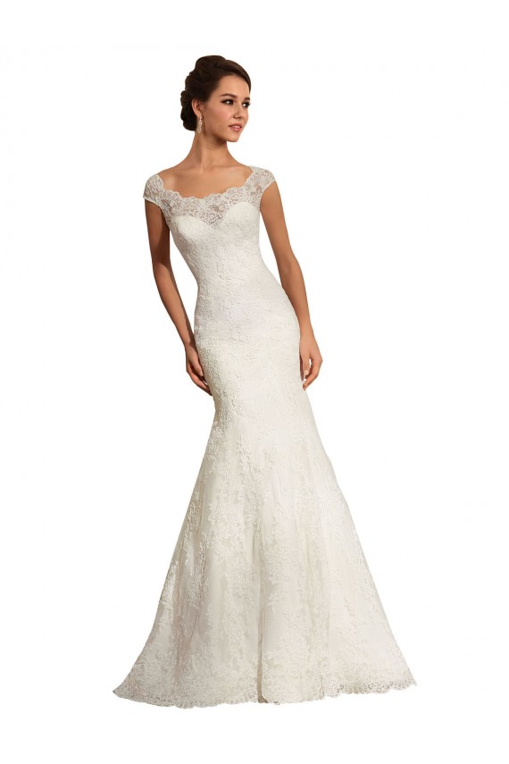 Blanc Sirène Bateau Dentelle Robes de mariée Grossiste