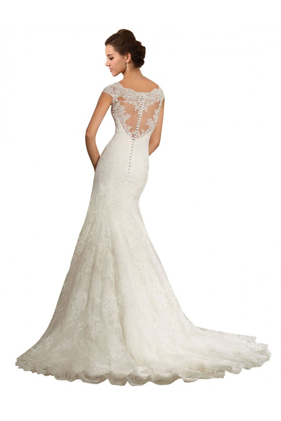 Blanc Sirène Bateau Dentelle Robes de mariée Grossiste