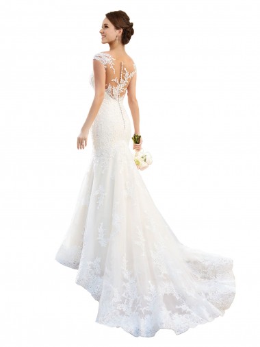Blanc Sirène Illusion Dentelle Robes de mariée Grossiste
