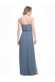 Bleu 135 Trapèze Bretelles spaghetti Mousseline Longue Robes demoiselle d'honneur Grossiste