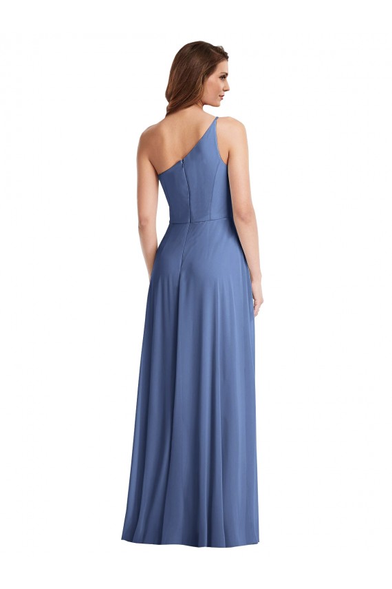 Bleu Windsor Trapèze Mousseline Longue Formelles Robes demoiselle d'honneur / Robes de soirée Grossiste