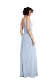 Bleu ciel clair Fourreau Col Carré Crêpe Stretch Longue Robes demoiselle d'honneur / Robes de bal Grossiste