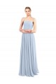Bleu ciel clair Trapèze Bretelles spaghetti Col Carré Mousseline Longue Robes demoiselle d'honneur Grossiste