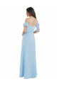 Bleu ciel clair Trapèze Bretelles spaghetti Mousseline Longue Robes demoiselle d'honneur Grossiste