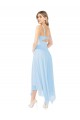 Bleu ciel clair Trapèze Col V midi Mousseline Courte Robes demoiselle d'honneur / Robes de cocktail Grossiste