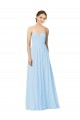 Bleu ciel clair Trapèze Sans bretelle Mousseline Longue Robes demoiselle d'honneur Grossiste
