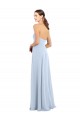 Bleu ciel clair Trapèze Sans bretelle Mousseline Longue Robes demoiselle d'honneur Grossiste