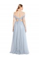 Bleu ciel clair Trapèze Épaule Dénudée Tulle Longue Robes demoiselle d'honneur Grossiste