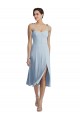 Bleu ciel clair Trapèze midi Crêpe Stretch Courte Robes demoiselle d'honneur / Robes de bal / Robes de cocktail Grossiste
