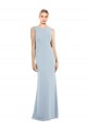 Bleu ciel clair Trompette Bateau Crêpe Stretch Longue Robes demoiselle d'honneur / Robes de bal Grossiste