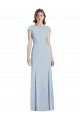 Bleu ciel clair Trompette Bateau Crêpe Stretch Longue Robes demoiselle d'honneur / Robes de bal Grossiste
