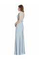 Bleu ciel clair Trompette Bateau Crêpe Stretch Longue Robes demoiselle d'honneur / Robes de bal Grossiste