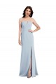 Bleu ciel clair Trompette Col V Sans bretelle Crêpe Stretch Longue Robes demoiselle d'honneur / Robes de bal Grossiste