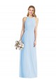 Bleu ciel clair Trompette Licou Mousseline Longue Robes demoiselle d'honneur Grossiste