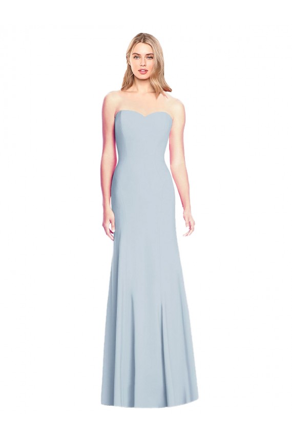 Bleu ciel clair Trompette Sans bretelle Crêpe Stretch Longue Robes demoiselle d'honneur / Robes de bal Grossiste