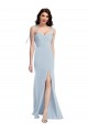 Bleu ciel clair Trompette Sans bretelle Crêpe Stretch Longue Robes demoiselle d'honneur / Robes de bal Grossiste