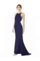 Bleu marine Sirène Licou Col Haut Crêpe Stretch Longue Formelles Robes demoiselle d'honneur / Robes de soirée / Robes de bal Grossiste