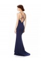 Bleu marine Sirène Licou Col Haut Crêpe Stretch Longue Formelles Robes demoiselle d'honneur / Robes de soirée / Robes de bal Grossiste