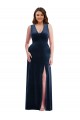 Bleu marine foncé Fourreau Col V Velours Stretch Longue Formelles Robes demoiselle d'honneur / Robes de soirée / Robes de bal Grossiste