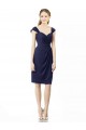Bleu marine foncé Fourreau Mousseline Courte Robes demoiselle d'honneur Grossiste