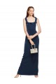 Bleu marine foncé Fourreau Scoop Crêpe Stretch Longue Formelles Robes demoiselle d'honneur / Robes de soirée / Robes de bal Grossiste