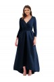 Bleu marine foncé Princesse Col V Spandex Longue Asymétrique Formelles Robes demoiselle d'honneur / Robes de soirée / Robes de bal Grossiste