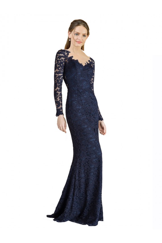 Bleu marine foncé Sirène Dentelle Longue Robes demoiselle d'honneur / Robes de bal Grossiste