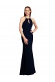 Bleu marine foncé Sirène Licou Mousseline Longue Robes demoiselle d'honneur Grossiste