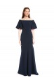 Bleu marine foncé Sirène Épaule Dénudée Crêpe Stretch Longue Formelles Robes demoiselle d'honneur / Robes de soirée / Robes de bal Grossiste