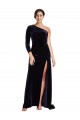 Bleu marine foncé Trapèze Balayage train Velours Stretch Longue Formelles Robes demoiselle d'honneur / Robes de soirée / Robes de bal Grossiste