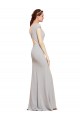 Bleu marine foncé Trapèze Col Bateau Crêpe Stretch Longue Formelles Robes demoiselle d'honneur / Robes de soirée / Robes de bal Grossiste