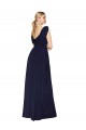Bleu marine foncé Trapèze Col V Mousseline Longue Formelles Robes demoiselle d'honneur / Robes de soirée / Robes de bal Grossiste