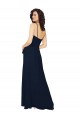 Bleu marine foncé Trapèze Col V Mousseline Longue Robes demoiselle d'honneur Grossiste