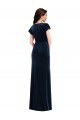 Bleu marine foncé Trapèze Col V Velours Stretch Longue Formelles Robes demoiselle d'honneur / Robes de soirée / Robes de bal Grossiste