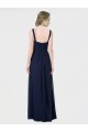 Bleu marine foncé Trapèze Mousseline Longue Robes demoiselle d'honneur Grossiste