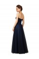 Bleu marine foncé Trapèze Sans bretelle Tulle Longue Robes demoiselle d'honneur Grossiste