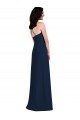Bleu marine foncé Trompette Licou Crêpe Stretch Longue Robes demoiselle d'honneur Grossiste