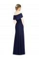 Bleu marine foncé Trompette Épaule Dénudée Mousseline Longue Robes demoiselle d'honneur Grossiste