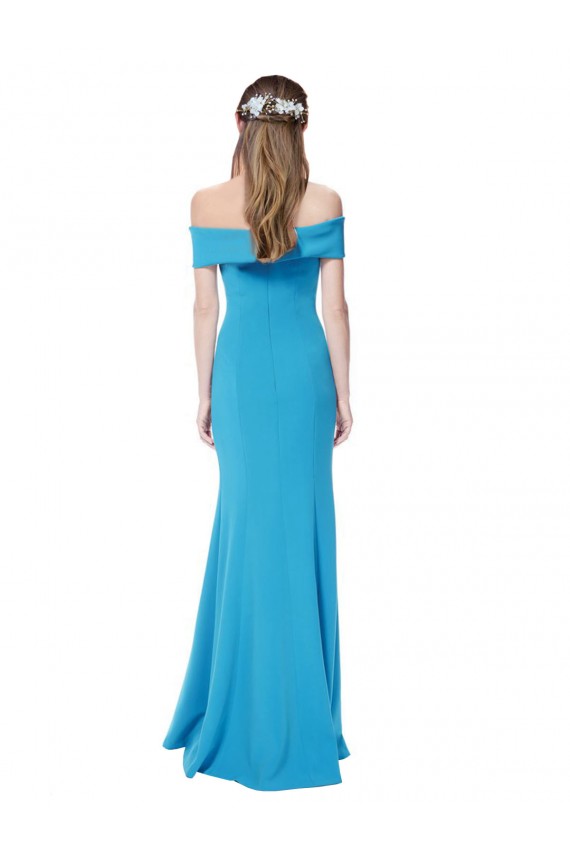 Bleu paon Fourreau Épaule Dénudée Crêpe Stretch Longue Formelles Robes demoiselle d'honneur / Robes de soirée / Robes de bal Grossiste