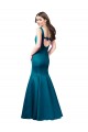 Bleu paon Sirène Bateau Satiné Longue Robes demoiselle d'honneur / Robes de bal Grossiste