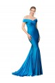 Bleu paon Sirène Épaule Dénudée Satiné Longue Formelles Robes demoiselle d'honneur / Robes de soirée / Robes de bal Grossiste