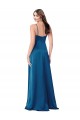 Bleu paon Trapèze Bretelles spaghetti Satiné Soyeux Longue Formelles Robes demoiselle d'honneur / Robes de soirée / Robes de bal Grossiste